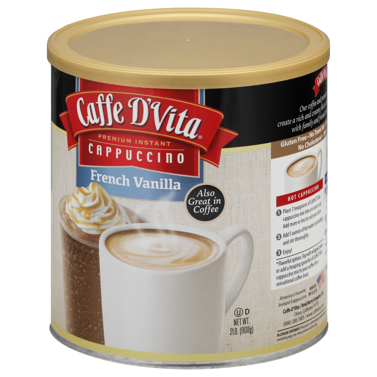 slide 3 of 9, Caffe D'Vita Premium French Vanilla Instant Cappuccino 2 lb, 2 lb