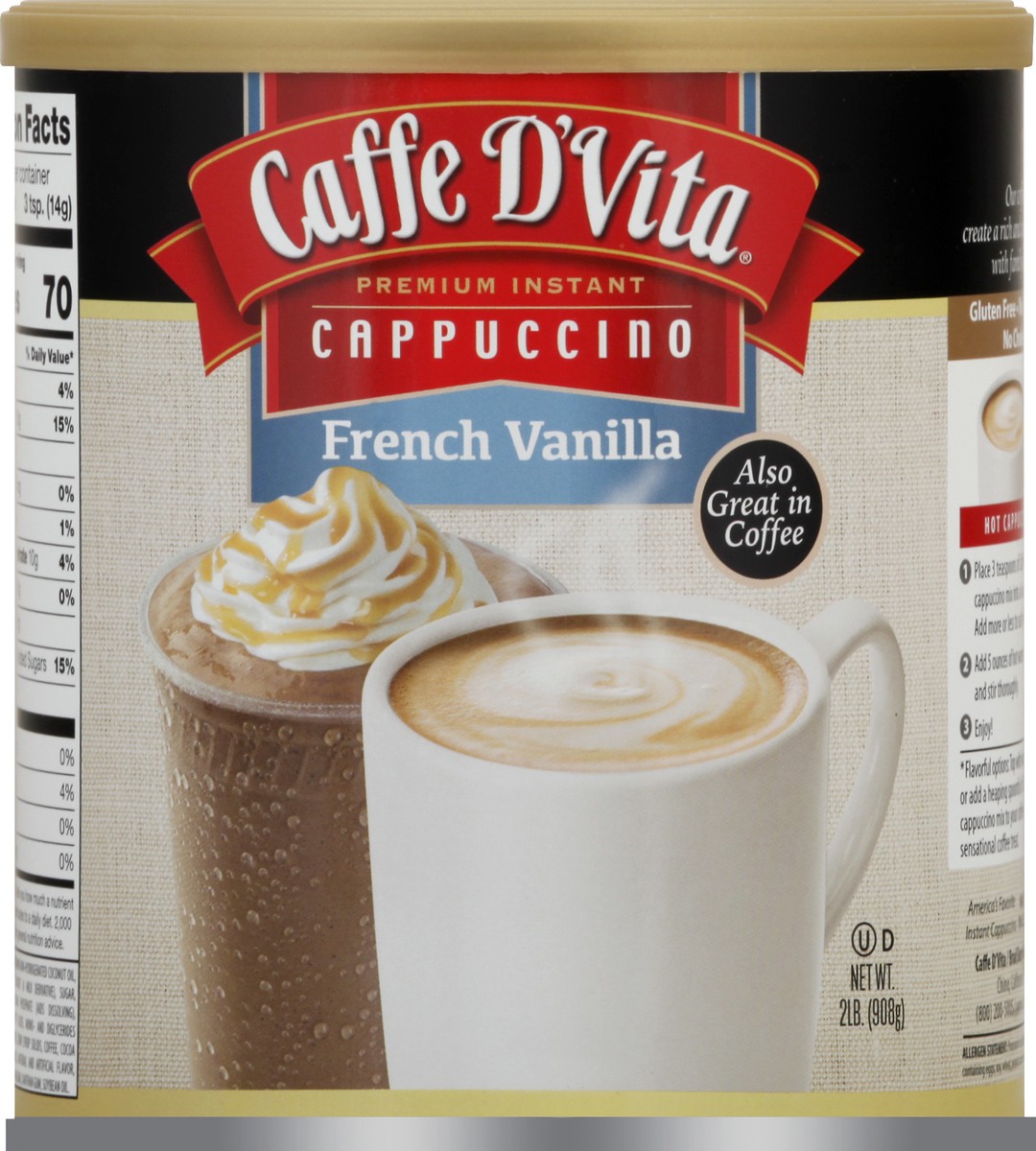 slide 1 of 9, Caffe D'Vita Premium French Vanilla Instant Cappuccino - 2 lb, 2 lb