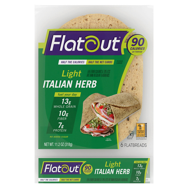 slide 1 of 1, Flatout Light Italian Herb Flatbread, 6 ct; 11.2 oz
