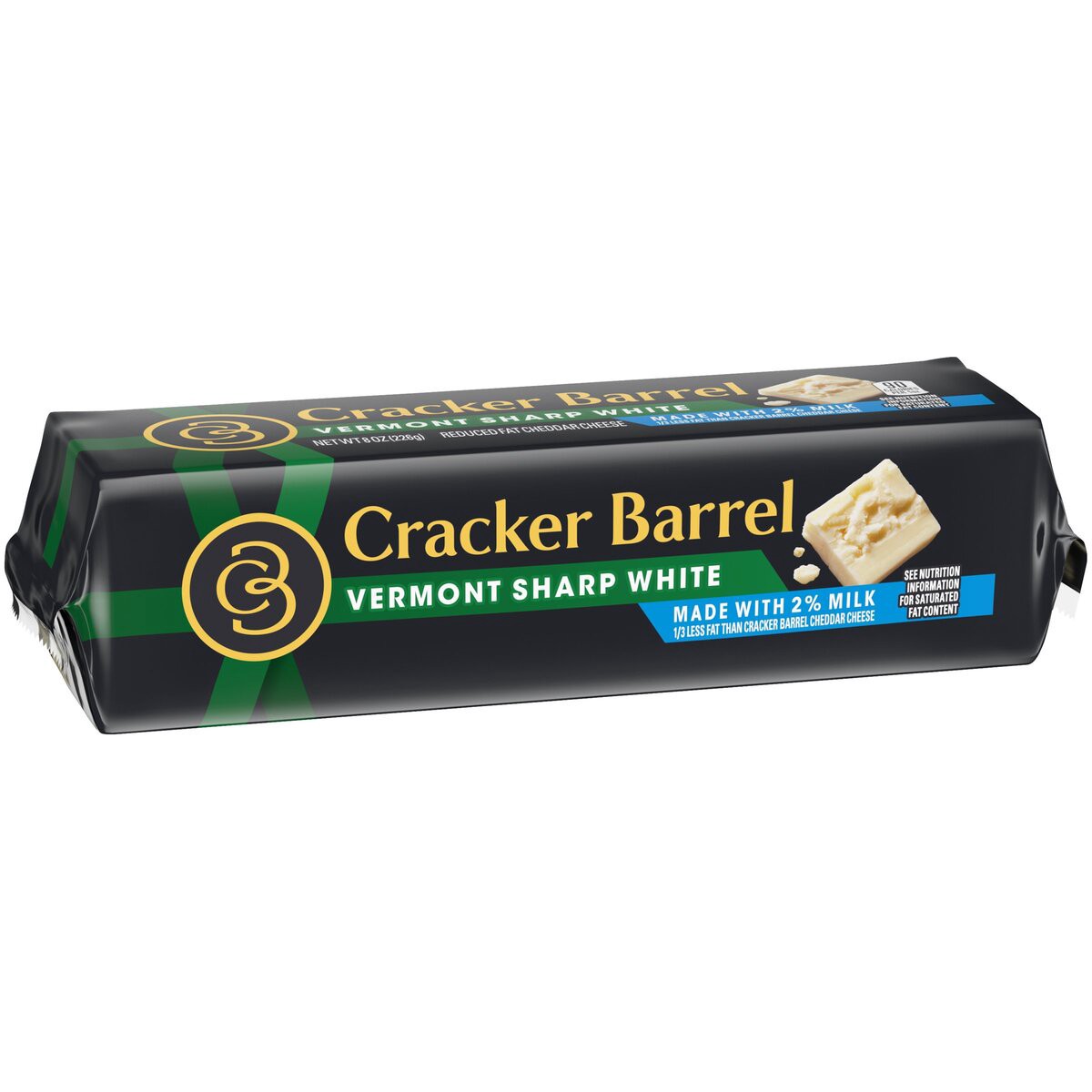 slide 4 of 8, Cracker Barrel Vermont Sharp White Cheddar Cheese with 2% Milk, 8 oz Block, 8 oz