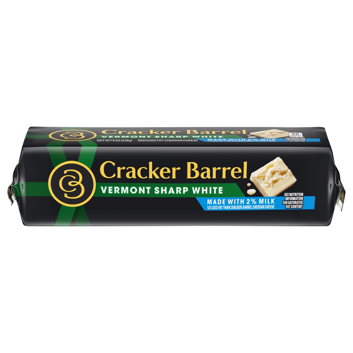 slide 1 of 8, Cracker Barrel Vermont Sharp White Cheddar Cheese with 2% Milk, 8 oz Block, 8 oz