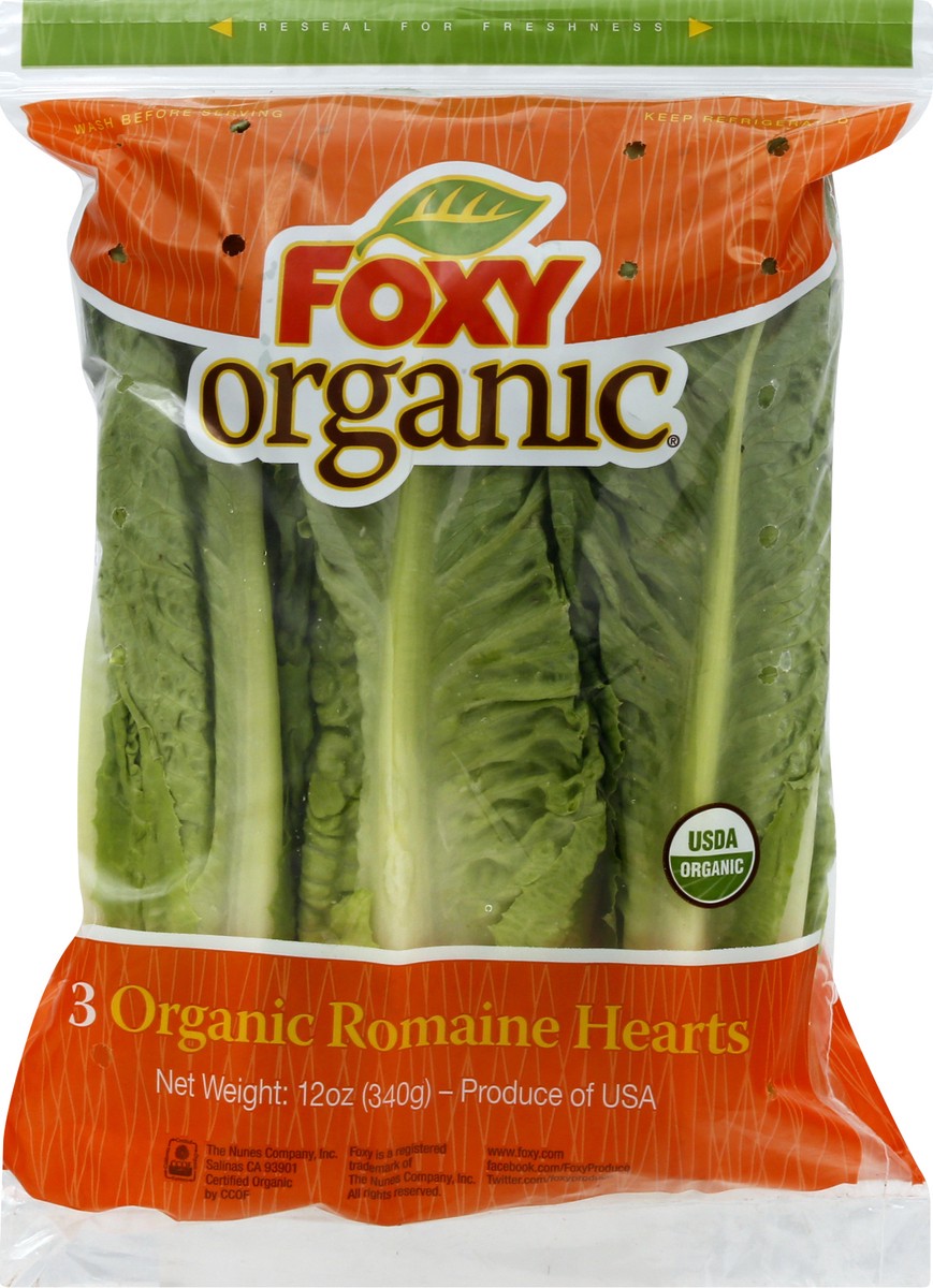 slide 6 of 9, Foxy Organic Organic Romaine Hearts, 3 ct