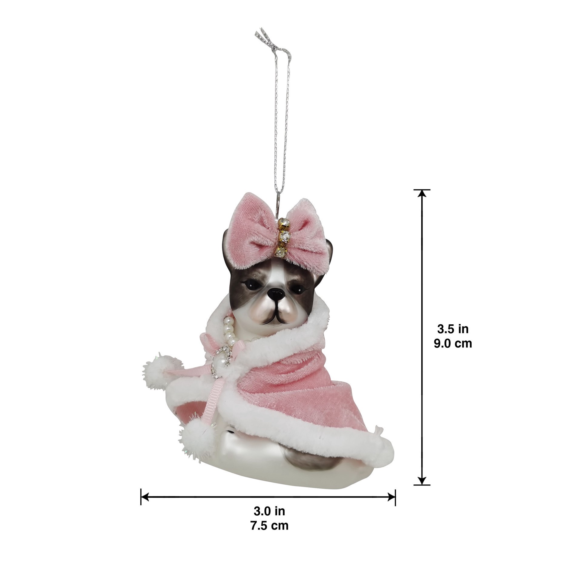 slide 2 of 3, 3.5" Bulldog In Pink Robe Glass Ornament By Ashland, 3.5 in