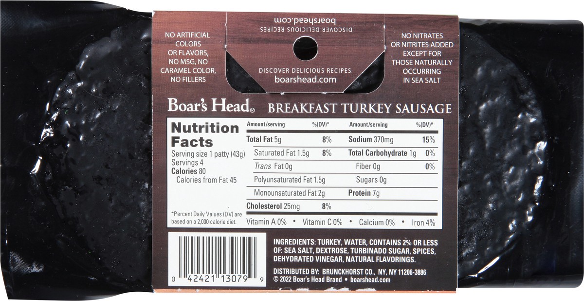 slide 8 of 9, Boar's Head Boar’s Head All Natural Turkey Sausage, 4 ct