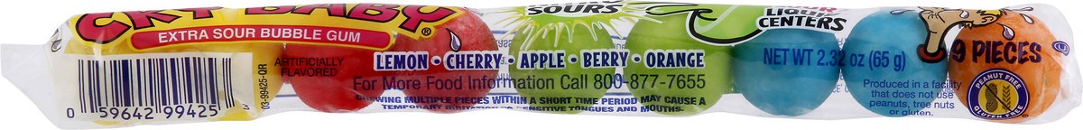 slide 3 of 9, DubbleBubble Cry Baby Sour Gum Balls, 2.32 oz