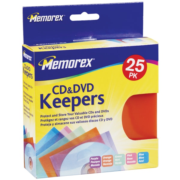 slide 1 of 1, Memorex Cd & Dvd Keepers, Assorted Colors, Pack Of 25, 25 ct