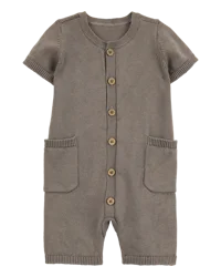Carter's Baby Button-Down Cotton Romper Brown 24M