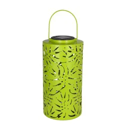 HD Outdoors Solar Metal Leaf Lantern - Lime Green