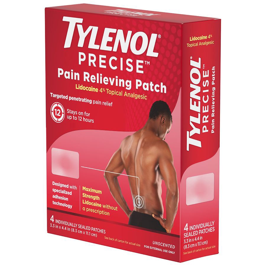 slide 3 of 5, Tylenol Precise Large Pain Reliever Patches, Lidocaine 4%, 4 Count, 4 ct