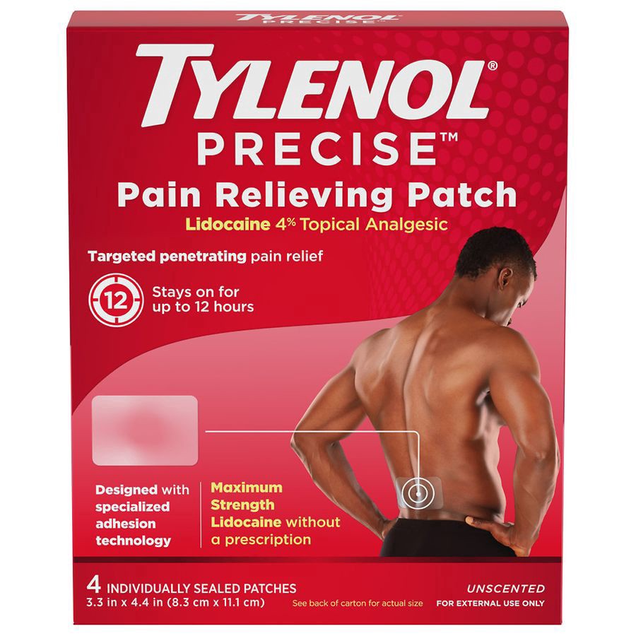 slide 1 of 5, Tylenol Precise Large Pain Reliever Patches, Lidocaine 4%, 4 Count, 4 ct