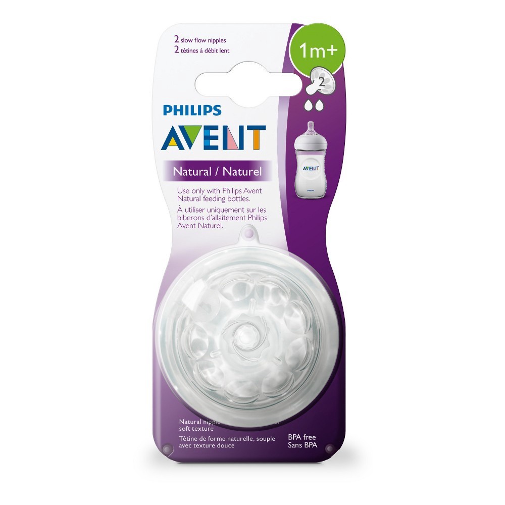 slide 3 of 10, Philips Avent 1 Month+ Slow Flow Natural Nipples, 2 ct