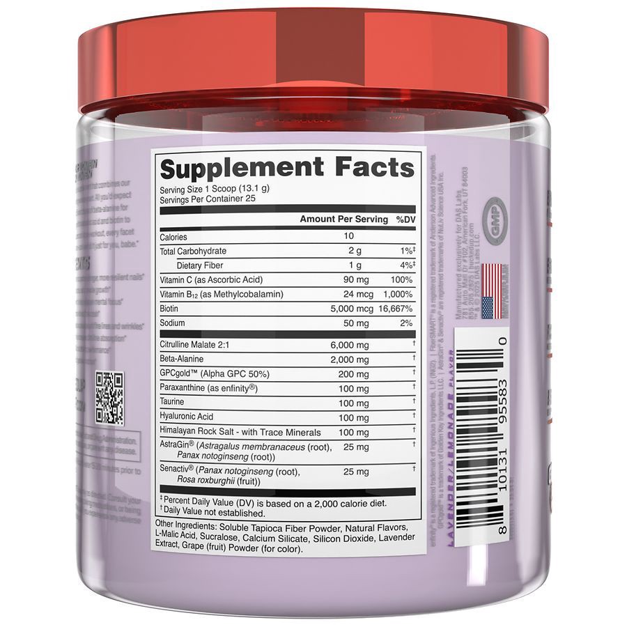 slide 5 of 5, Bucked Up Babe Pre-Workout Lavender Lemonade, 11.6 oz