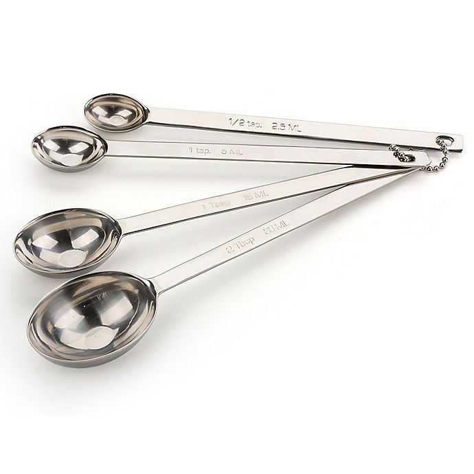 slide 1 of 1, RSVP Endurance Stainless Steel Long Handle Measuring Spoon Set, 4 ct