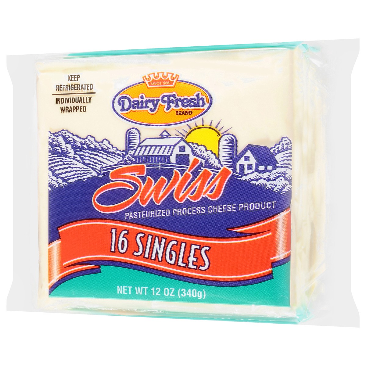 slide 2 of 13, Dairy Fresh Swiss Process Pasteurized Cheese Product 16 ea, 16 ct