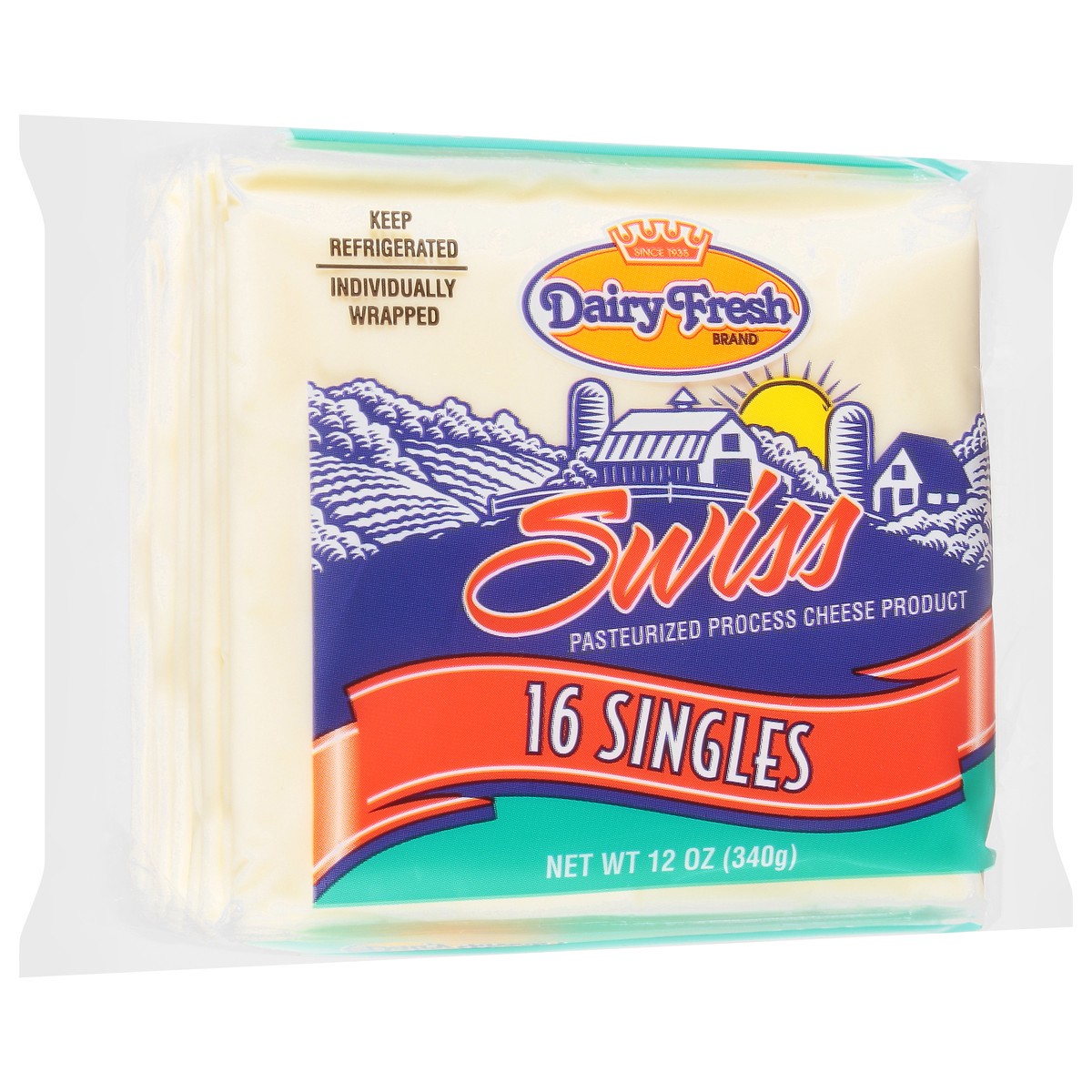 slide 6 of 13, Dairy Fresh Swiss Process Pasteurized Cheese Product 16 ea, 16 ct