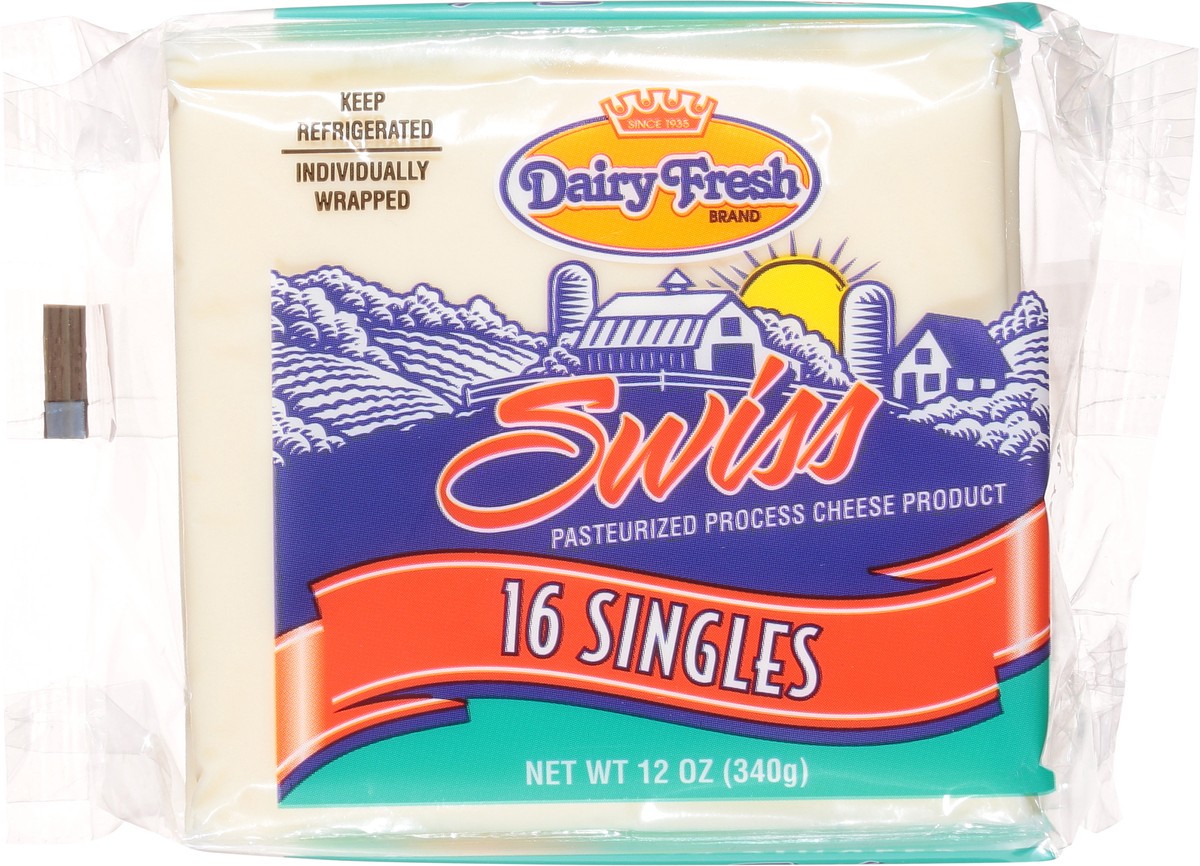 slide 12 of 13, Dairy Fresh Swiss Process Pasteurized Cheese Product 16 ea, 16 ct
