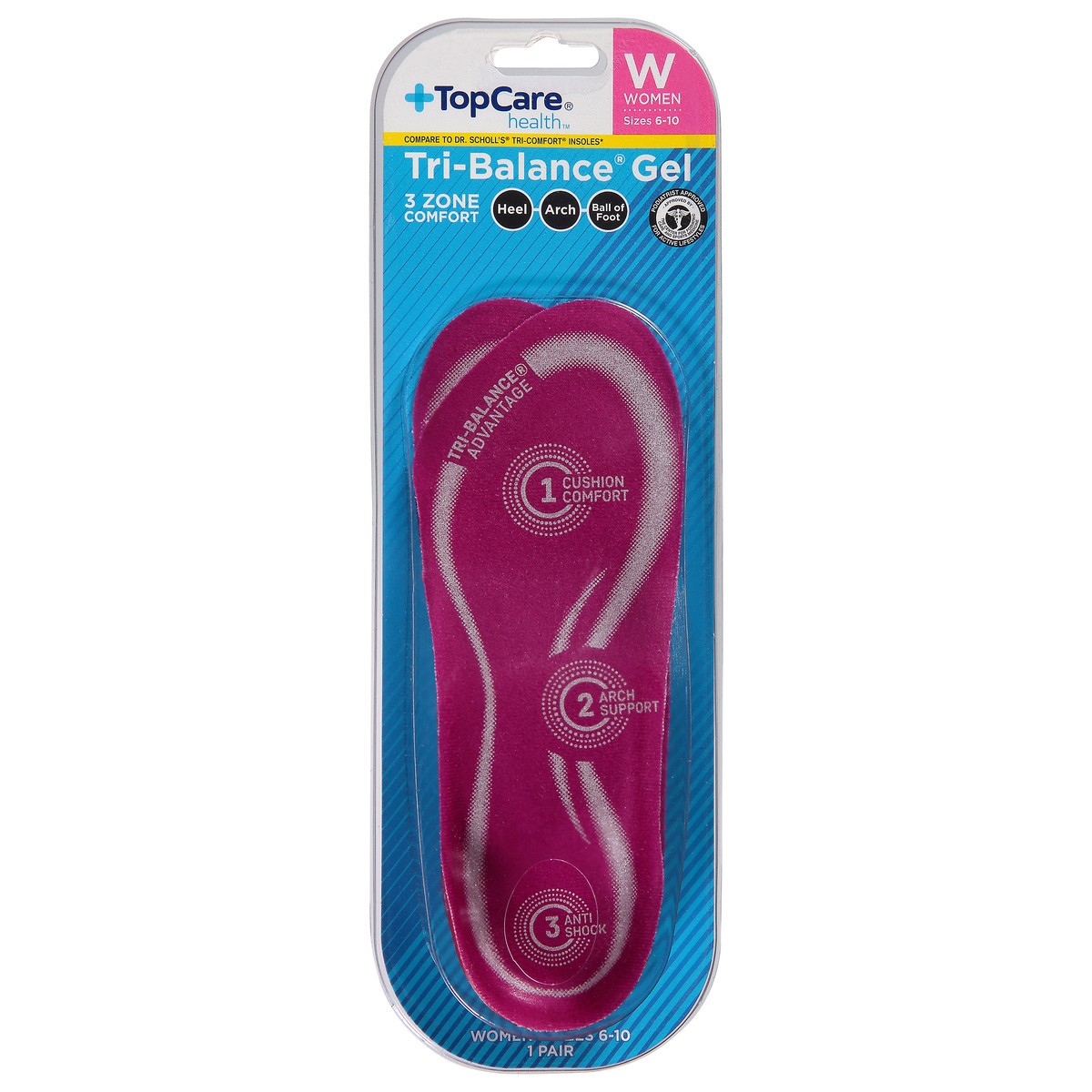 slide 10 of 11, Topcare Insoles Women Triblnce Orthtc, Size 6-10