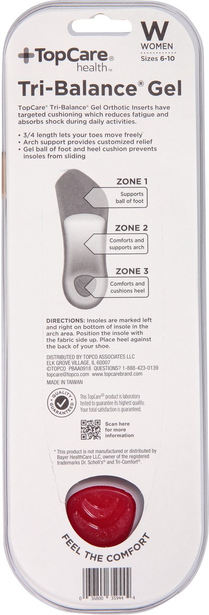 slide 11 of 11, Topcare Insoles Women Triblnce Orthtc, Size 6-10