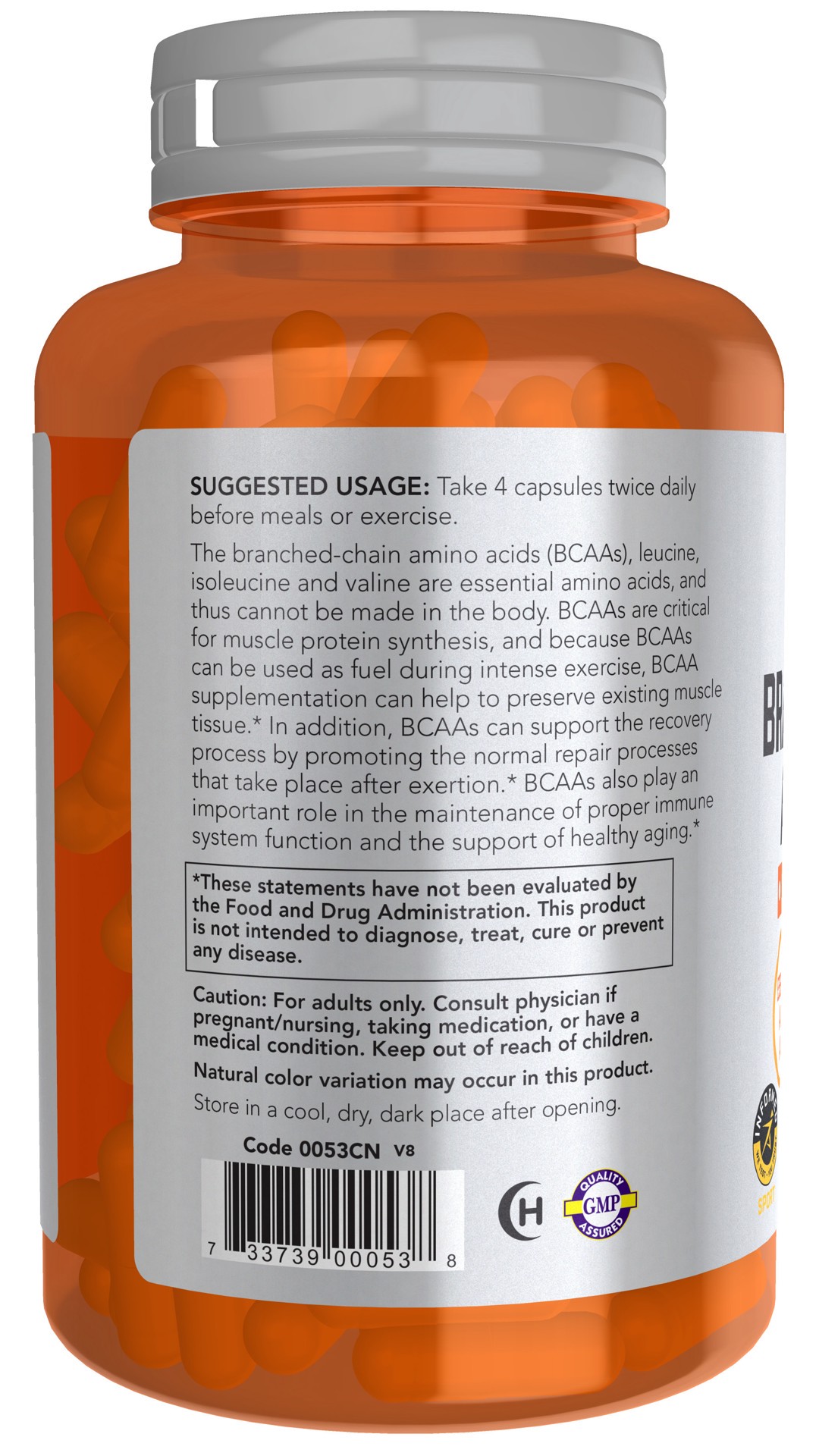 slide 4 of 5, NOW Sports Branched Chain Amino Acids - 120 Veg Capsules, 120 ct