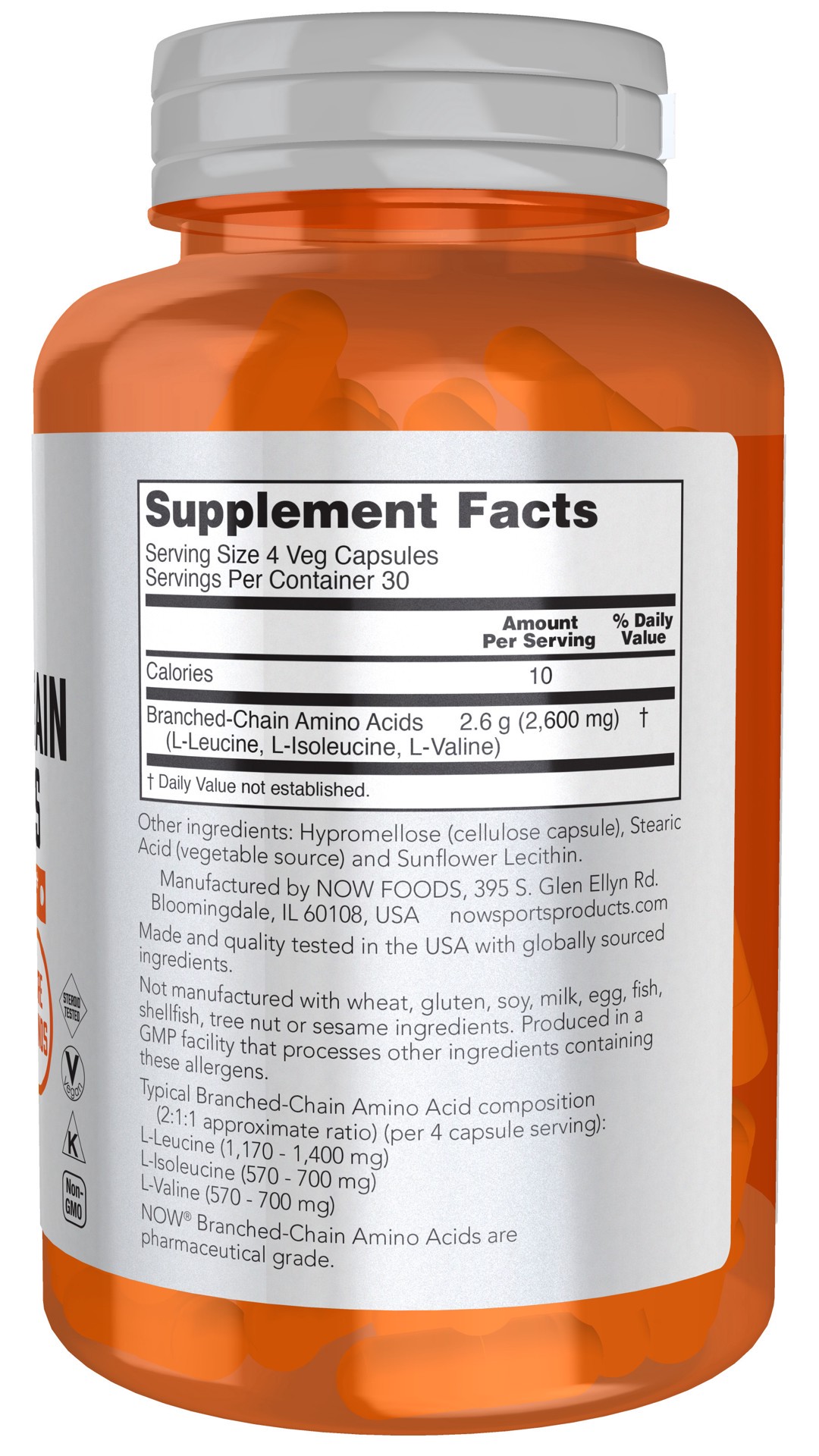 slide 5 of 5, NOW Sports Branched Chain Amino Acids - 120 Veg Capsules, 120 ct