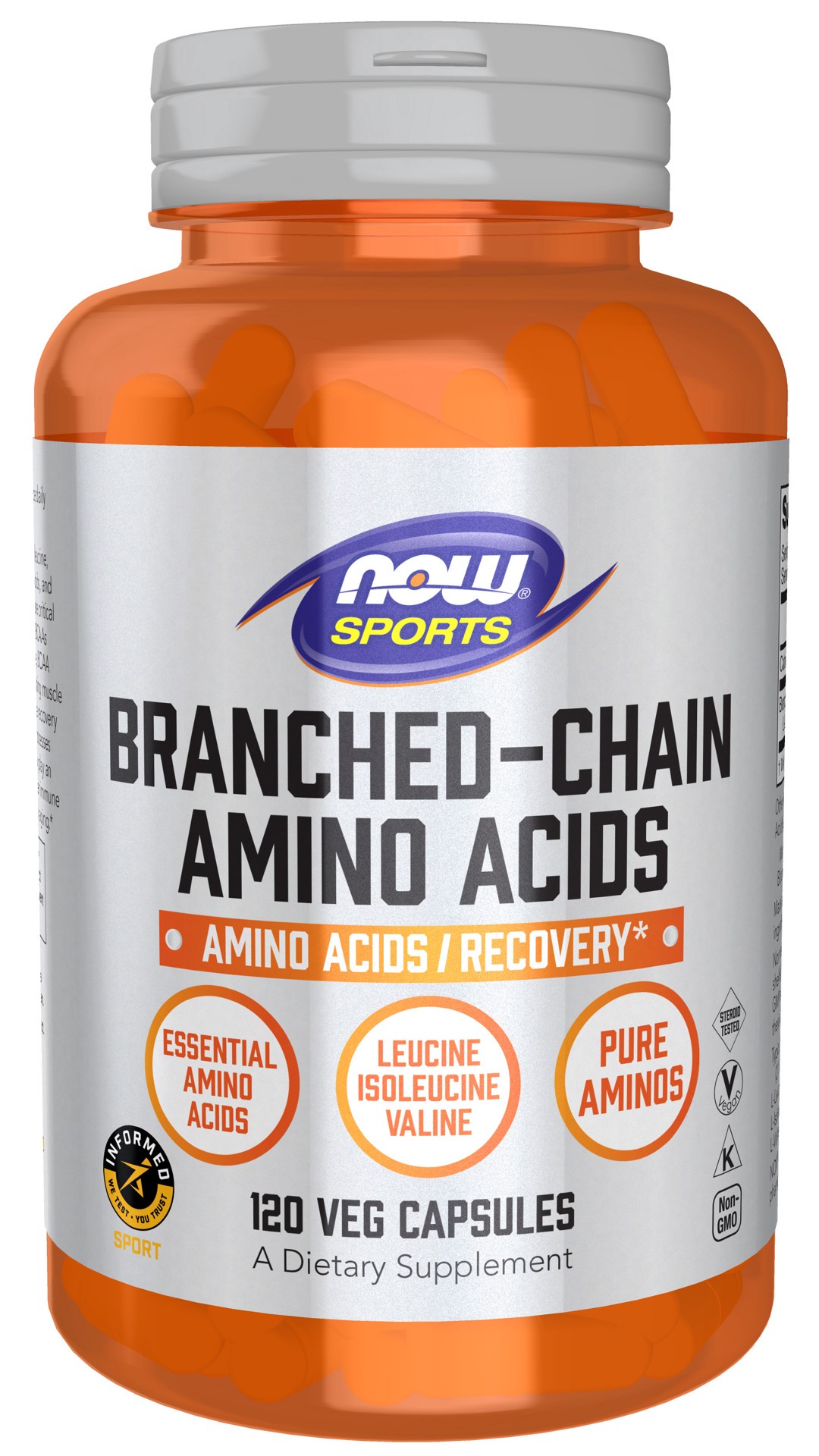 slide 1 of 5, NOW Sports Branched Chain Amino Acids - 120 Veg Capsules, 120 ct