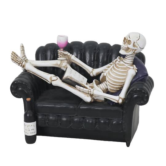 slide 1 of 2, 8.75" Skeleton Lounging With Drink Tabletop Decor By Ashland, 8.75 in