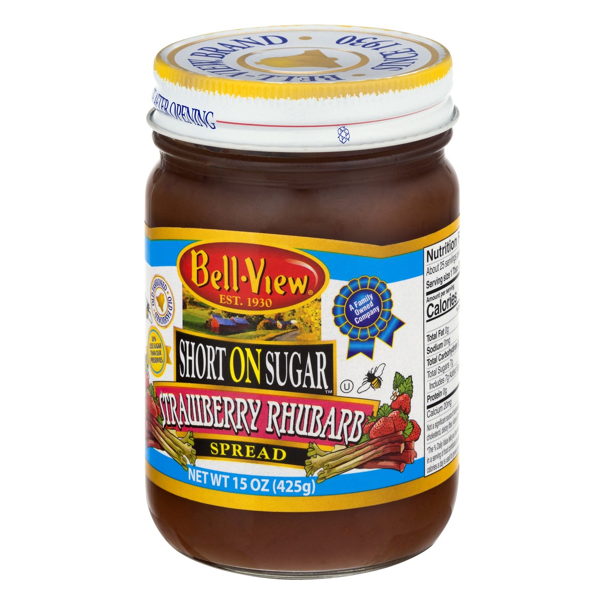 slide 3 of 9, Bell-View Short on Sugar Strawberry Rhubarb Spread 15 oz, 15 oz