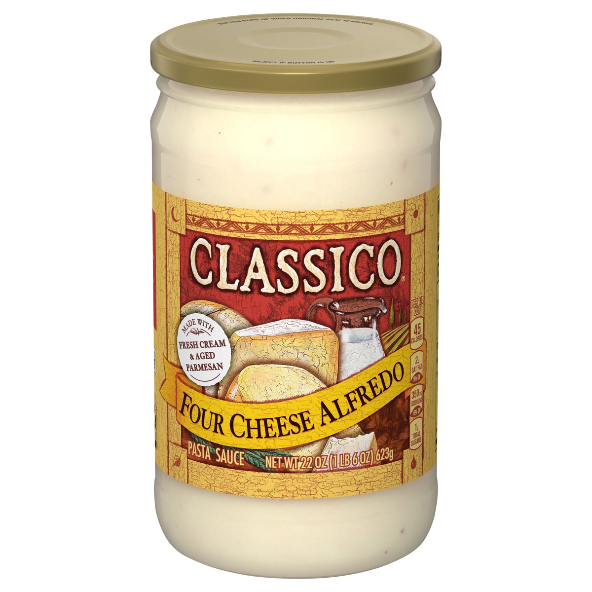 slide 12 of 13, Classico Four Cheese Alfredo Pasta Sauce, 22 oz Jar, 22 oz