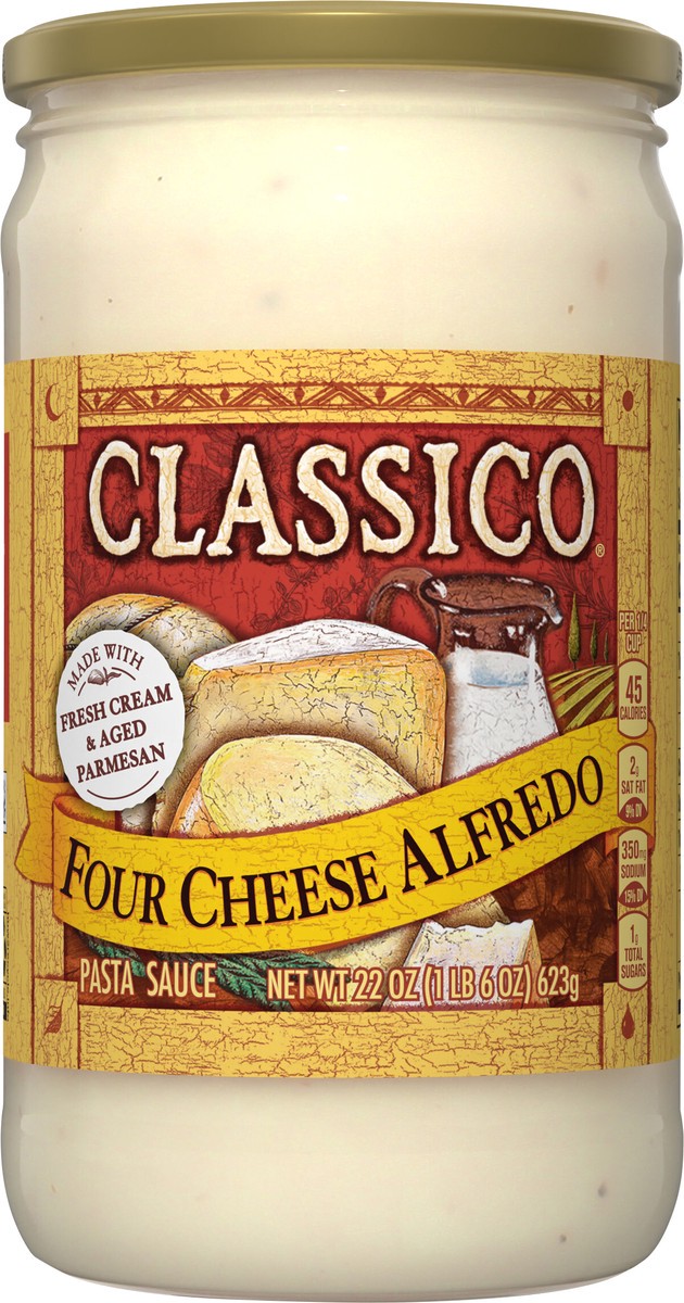 slide 2 of 13, Classico Four Cheese Alfredo Pasta Sauce, 22 oz Jar, 22 oz