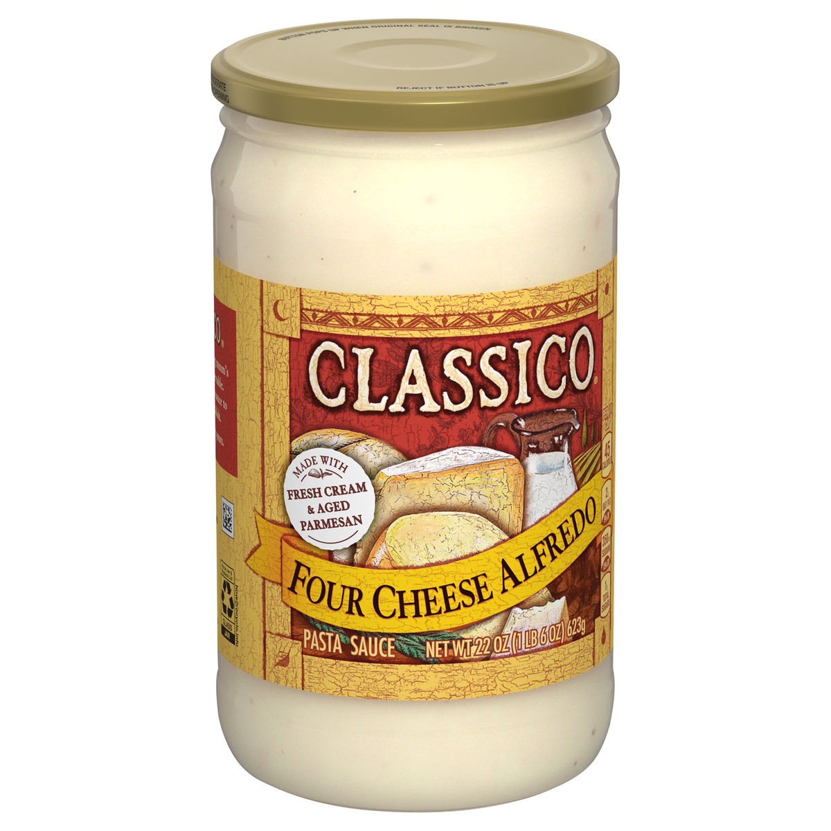 slide 7 of 13, Classico Four Cheese Alfredo Pasta Sauce, 22 oz Jar, 22 oz