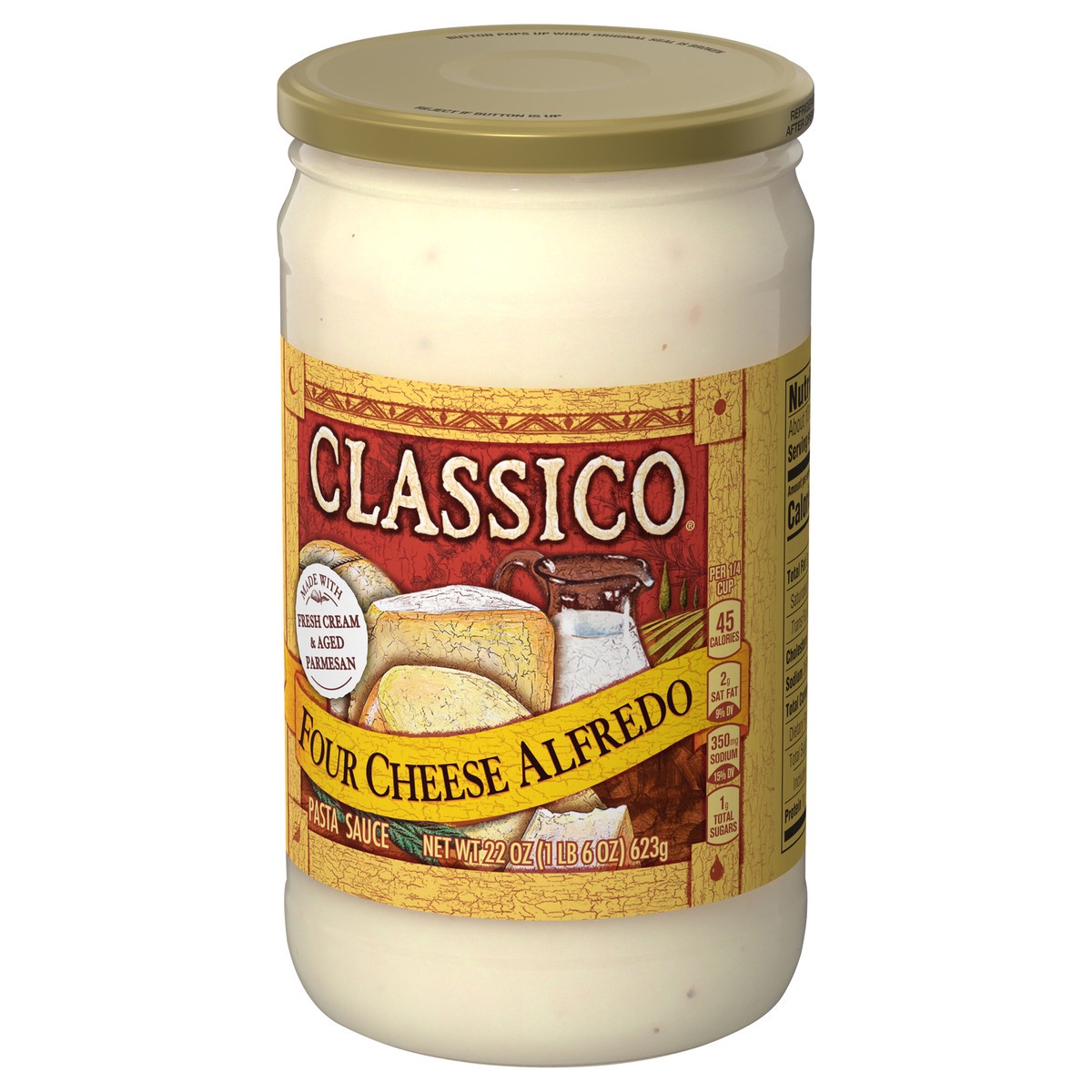 slide 5 of 13, Classico Four Cheese Alfredo Pasta Sauce, 22 oz Jar, 22 oz