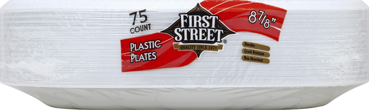 slide 3 of 6, First Street 8 7/8 Inch Plastic Plates, 75 ct