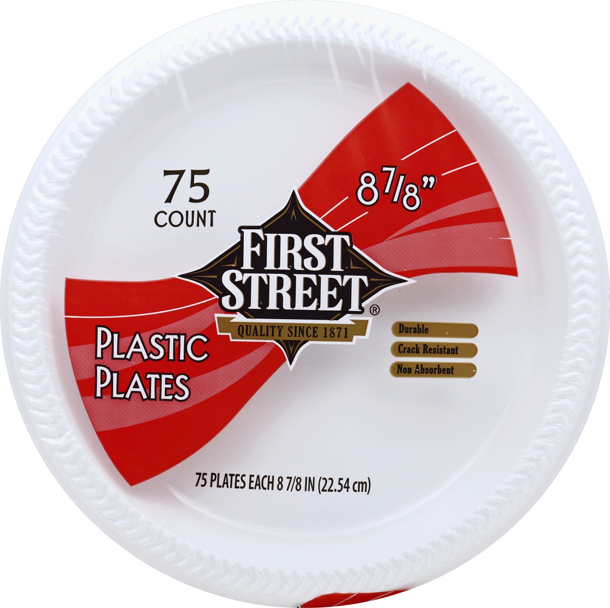 slide 6 of 6, First Street 8 7/8 Inch Plastic Plates, 75 ct