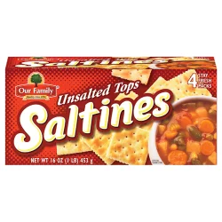 Our Family Unsalted Tops Saltines Crackers