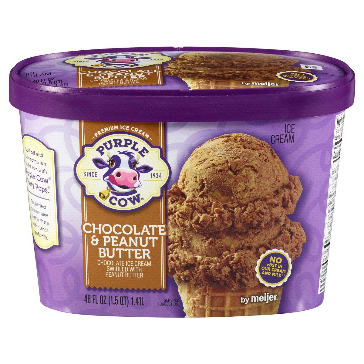 slide 1 of 9, Purple Cow Chocolate & Peanut Butter Ice Cream, 1.5 qt