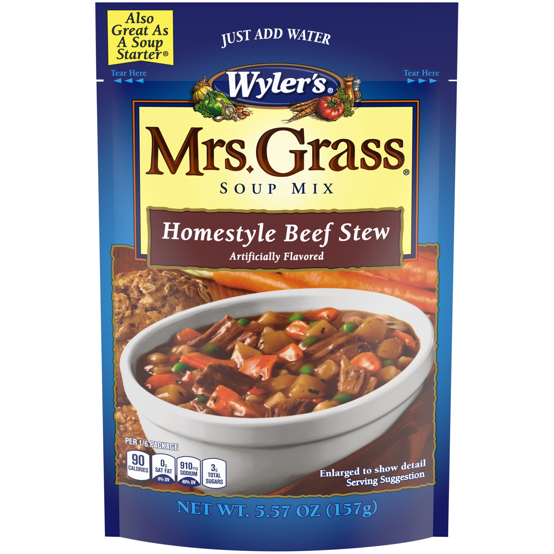 slide 1 of 5, Mrs. Grass Homestyle Beef Stew Soup Mix, 5.57 oz Pouch, 5.57 oz