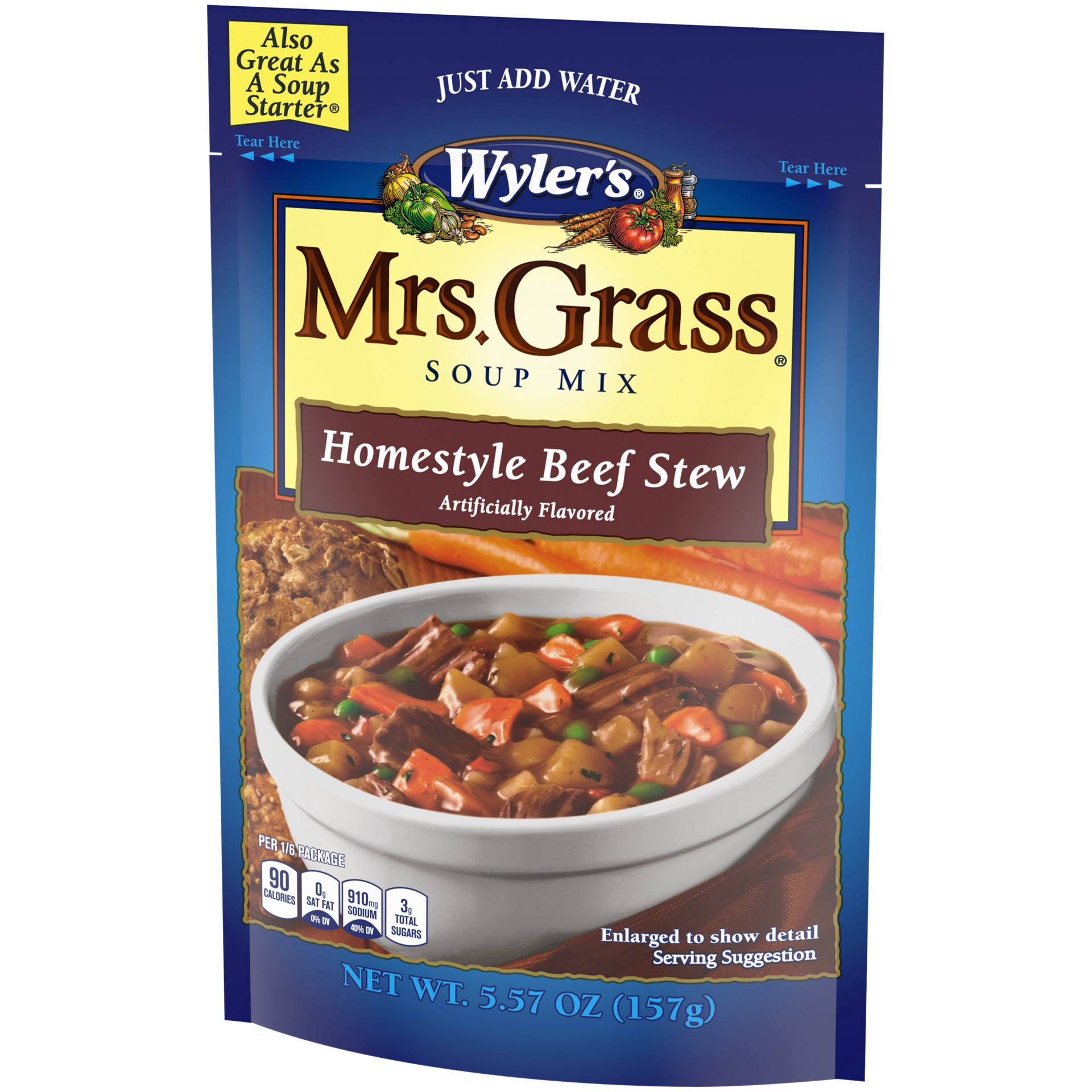 slide 2 of 5, Mrs. Grass Homestyle Beef Stew Soup Mix, 5.57 oz Pouch, 5.57 oz