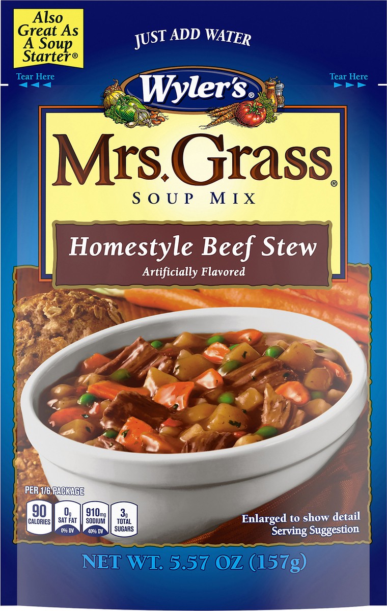 slide 1 of 5, Wyler's Mrs Grass Home-style Beef Stew Hearty Mix 5.57 oz Pouch, 5.57 oz