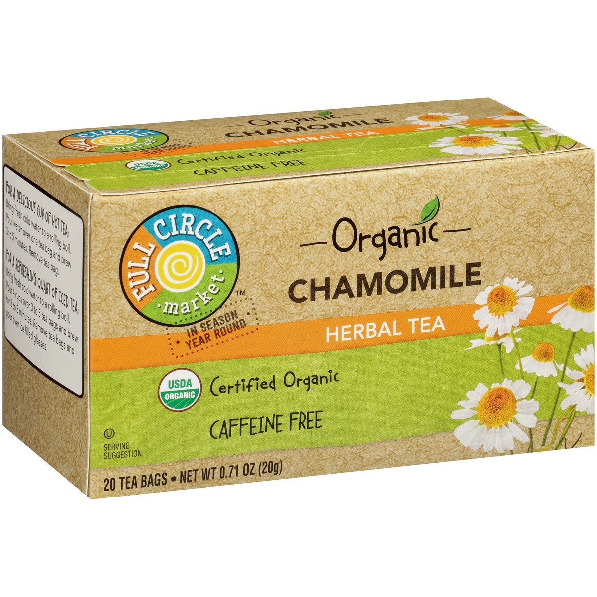 slide 2 of 9, Full Circle Market Caffeine Free Chamomile Herbal Tea, 20 ct