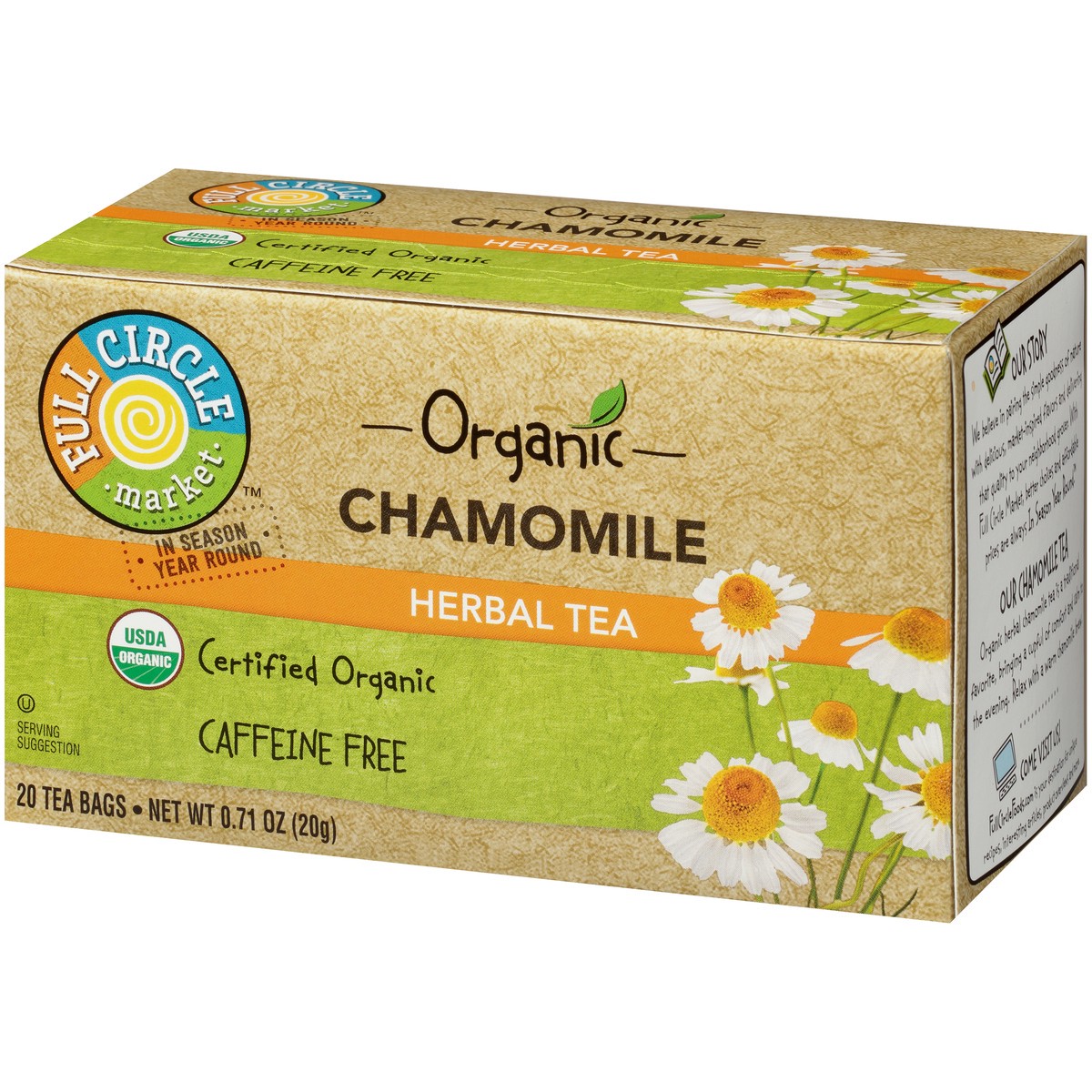 slide 3 of 9, Full Circle Market Caffeine Free Chamomile Herbal Tea, 20 ct