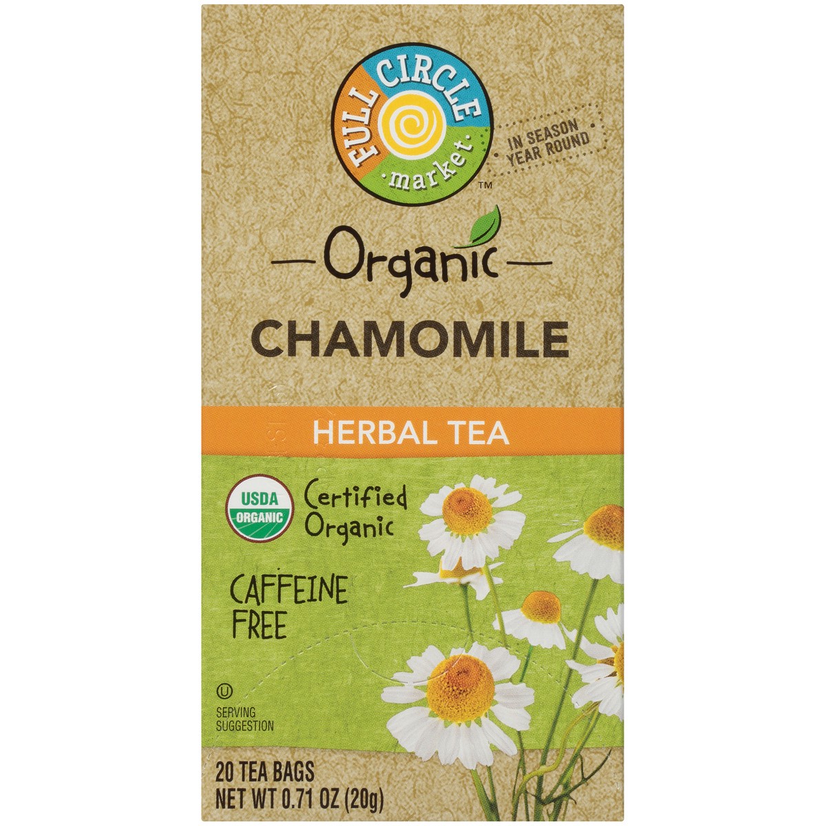 slide 4 of 9, Full Circle Market Caffeine Free Chamomile Herbal Tea, 20 ct