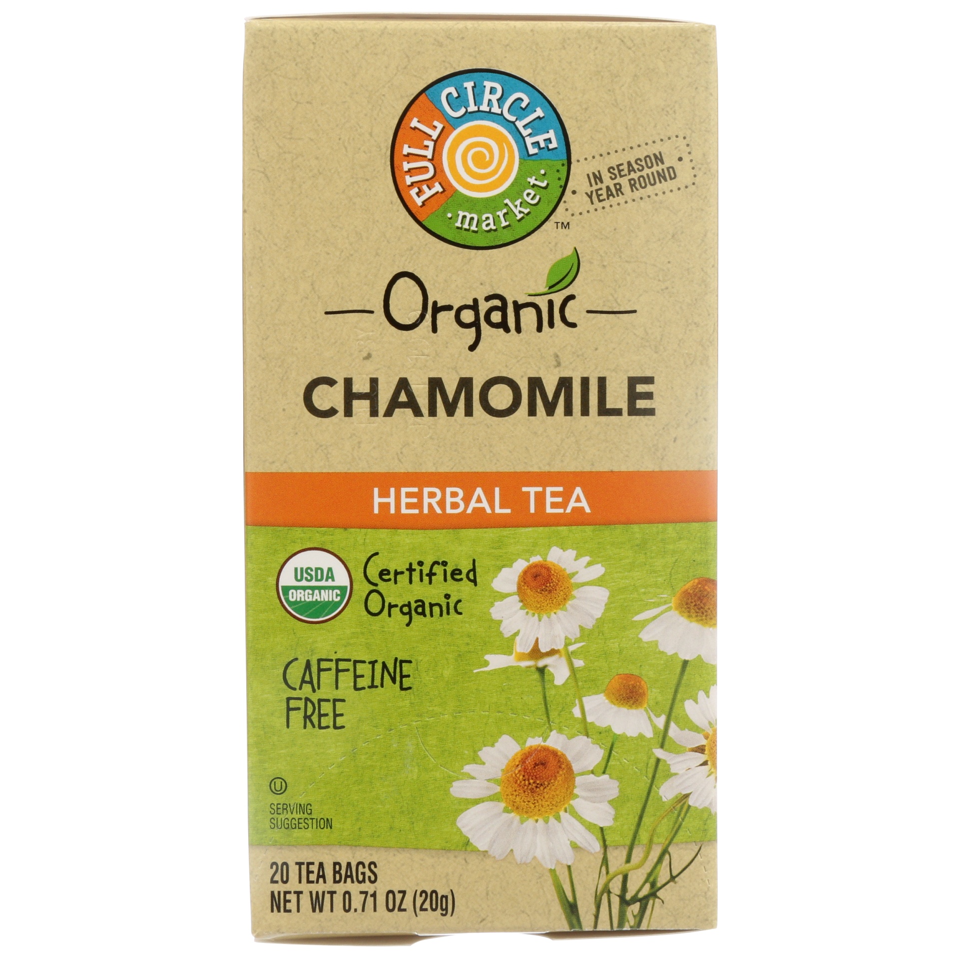 slide 1 of 6, Full Circle Market Organic Chamomile Herbal Tea, 20 ct
