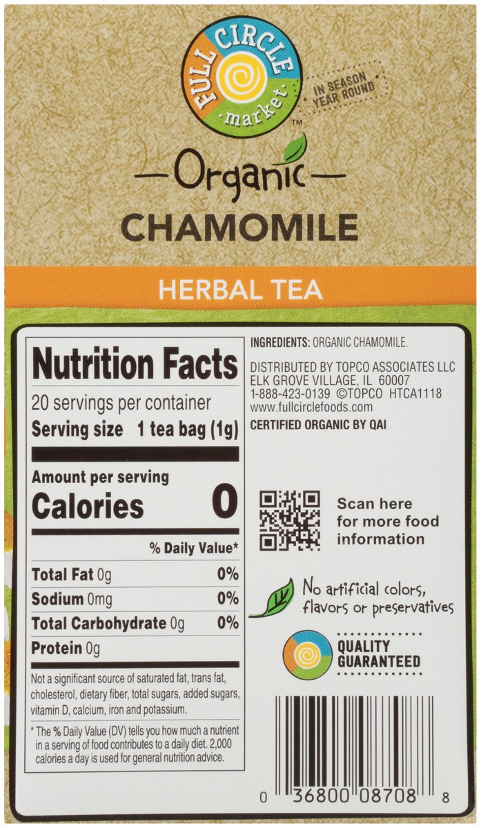 slide 5 of 9, Full Circle Market Caffeine Free Chamomile Herbal Tea, 20 ct