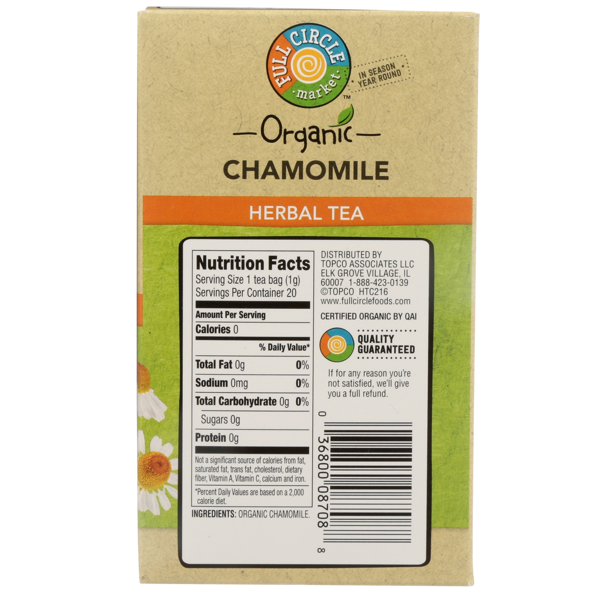 slide 6 of 6, Full Circle Market Organic Chamomile Herbal Tea, 20 ct