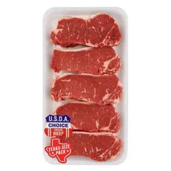 USDA Choice Beef New York Strip Steak Boneless Thick Club Pack