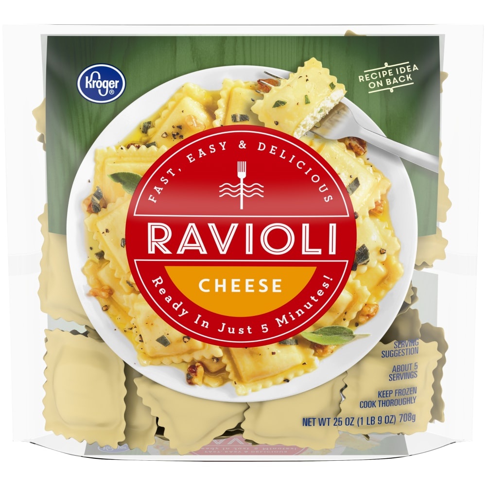 slide 1 of 1, Kroger Frozen Cheese Ravioli, 25 oz
