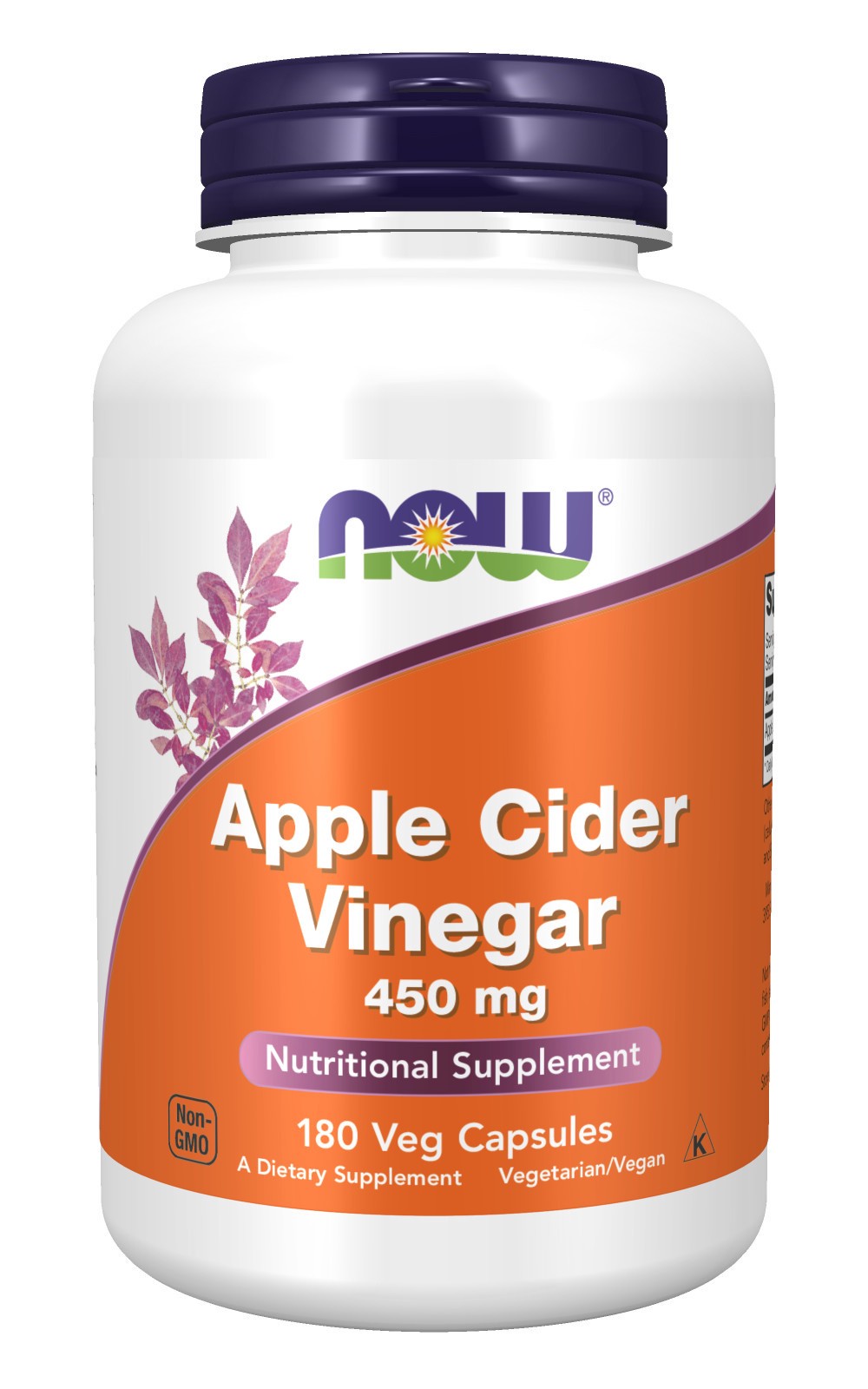 slide 1 of 4, NOW Apple Cider Vinegar 450 mg - 180 Veg Capsules, 180 ct
