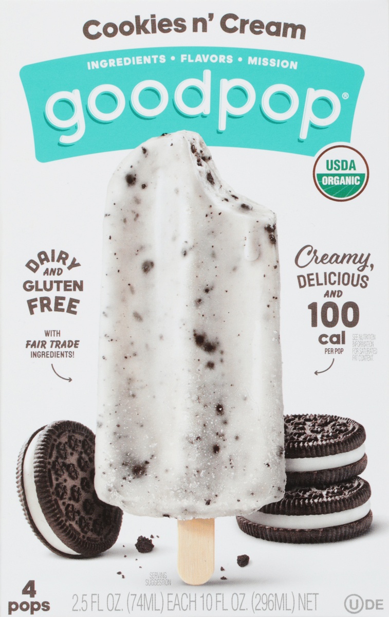 slide 9 of 11, GoodPop Cookies N' Cream Pops, 4 ct