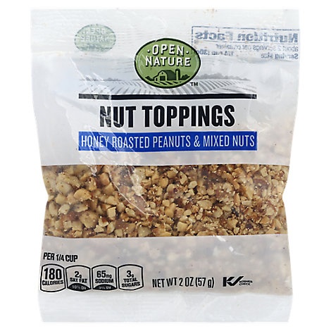 slide 1 of 1, Open Nature Nut Toppings Honey Roasted Peanuts & Mixed Nuts Bag, 2 oz