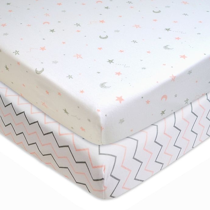 slide 1 of 3, TL Care Cotton Jersey Fitted Mini-Crib Sheets - Pink, 2 ct